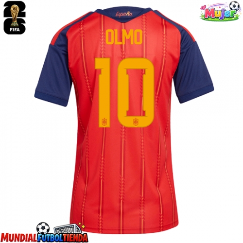 Camiseta España Dani Olmo #10 Primera Equipación Replica Mundial 2026 para mujer mangas cortas